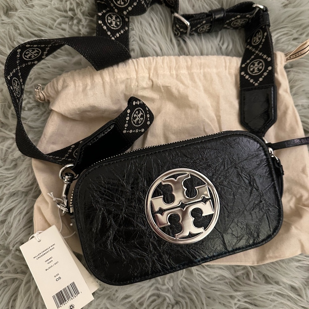 Tory Burch Black and Silver Crossbody Bag